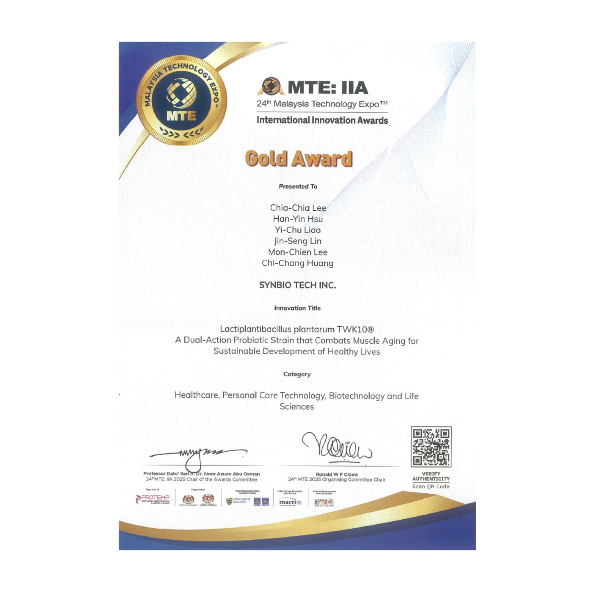 Malaysia Technology Expo (MTE) Invention Award